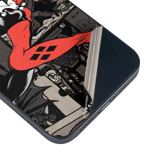 DC Comics Harley Quinn Vintage Action pose pattern iPhone 14 Plus Skin